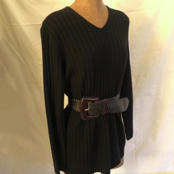 V-Neck Tunic Sweater by Classiques Entier, Black - Picture 7 of 8
